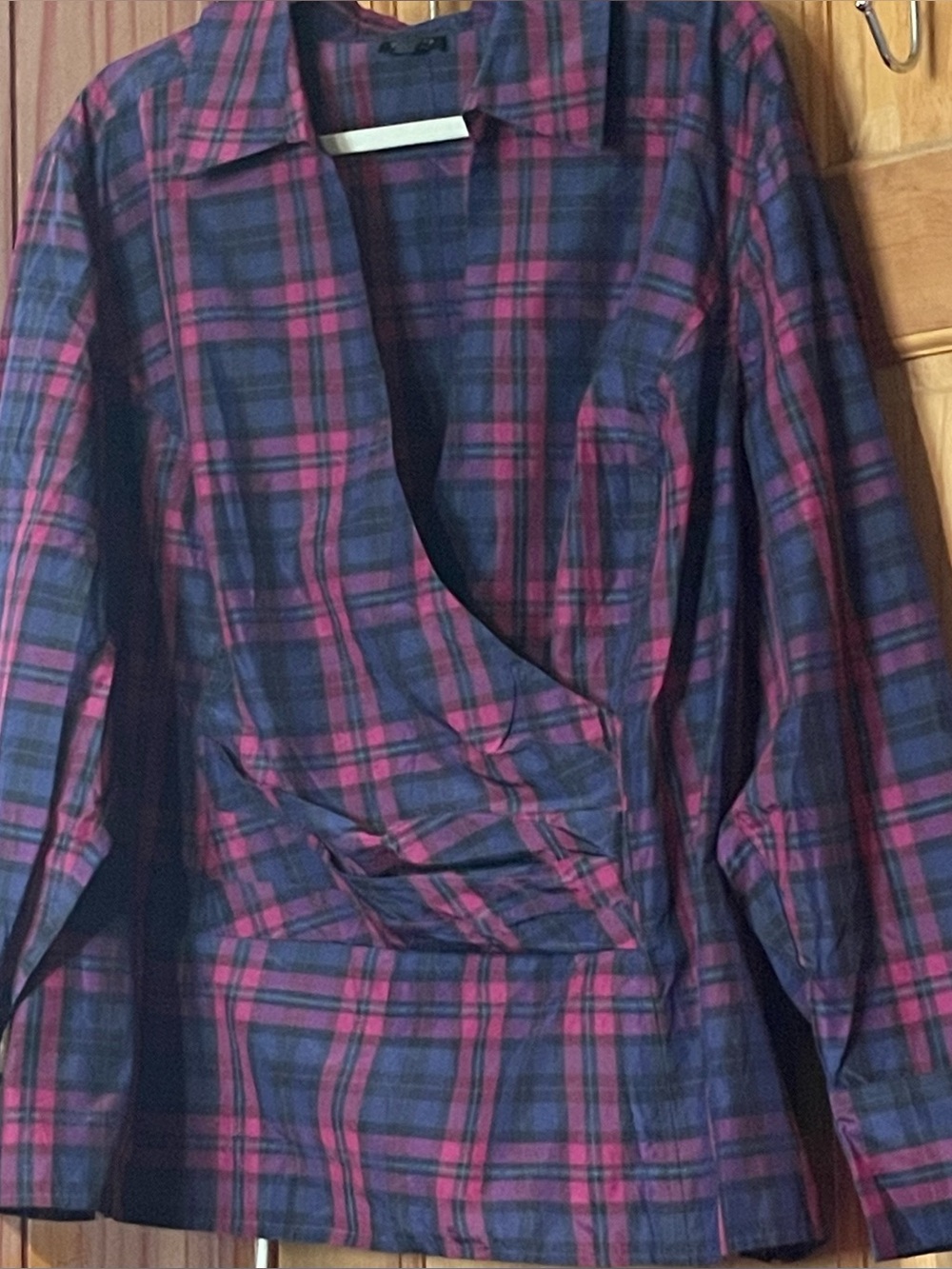 Talbots 24W NWOT Plaid Mock Wrap Blouse